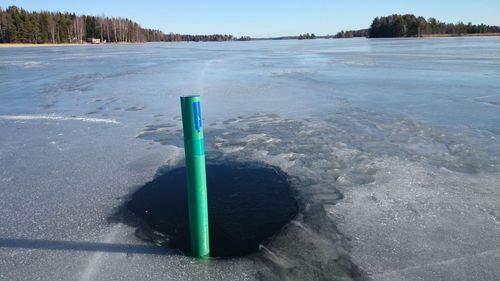 Close-up of water against blue sky