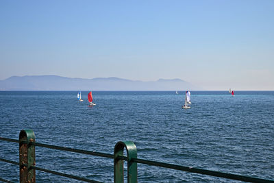Scenic view of sea against clear sky