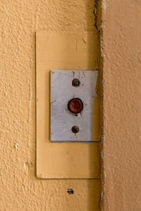 Close-up of elevator button