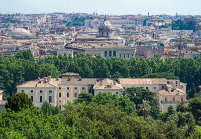 High angle view of buildings in city