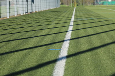 High angle view of soccer field