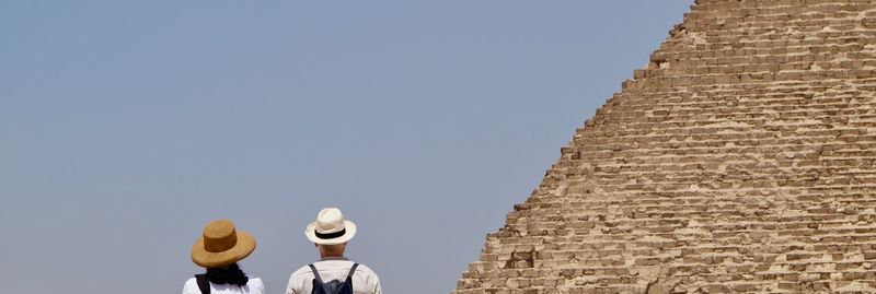 Low angle view of statue against clear sky