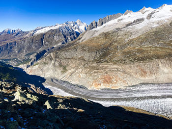 Impressive view to the glacier tongue of the aletsch glacier in switzerland