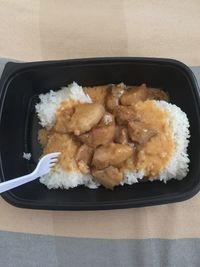 High angle view of food in plate