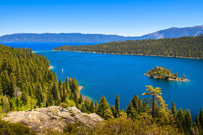 Scenic view of sea against clear sky