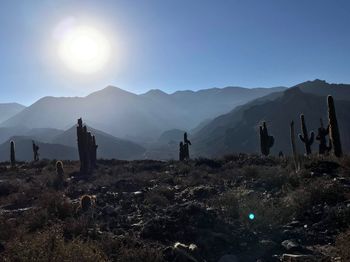 Scenic view of mountains against clear sky