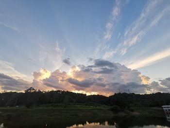 Scenic view of landscape against sky during sunset