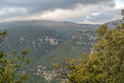 Scenic view of mountains against sky