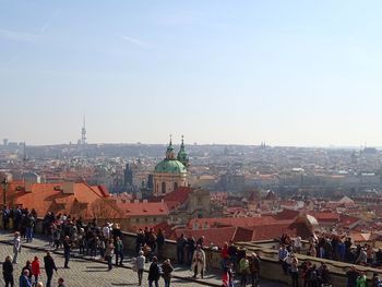 Cityscape against clear sky