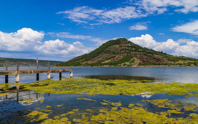 Scenic view of lake against sky