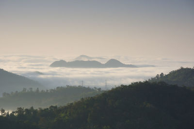 Scenic view of mountains against clear sky