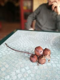 Close-up of man eating food