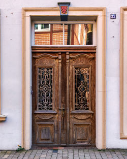 Closed door of old building