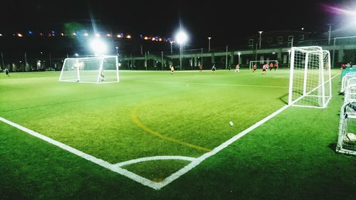 Soccer field at night