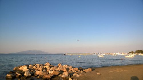 Scenic view of sea against clear sky