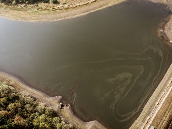 High angle view of land and sea