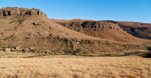 View of desert against clear sky