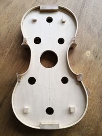 High angle view of violin on table