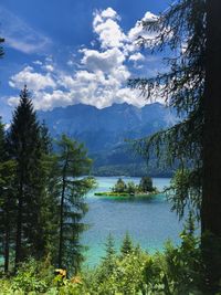 Scenic view of lake against sky