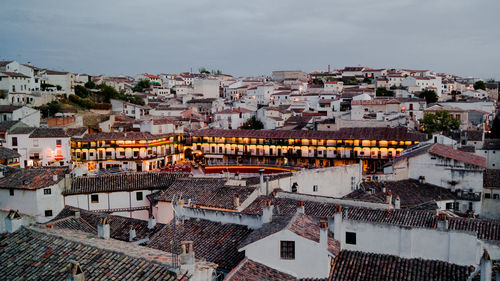 High angle view of townscape against sky