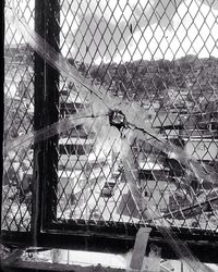 Close-up of chainlink fence against sky