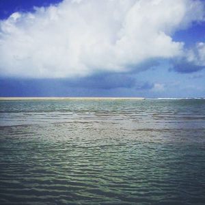 Scenic view of sea against cloudy sky