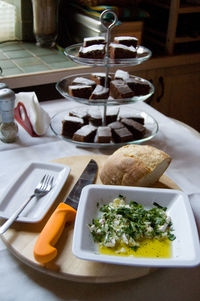 High angle view of food on table