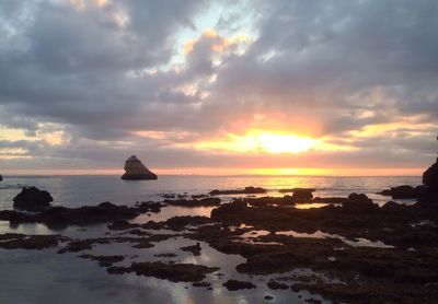 Scenic view of sea at sunset