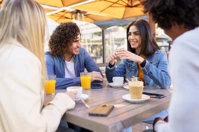 Group of people at restaurant table