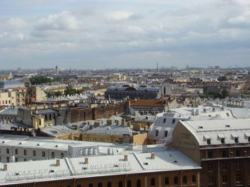 High angle view of buildings in city