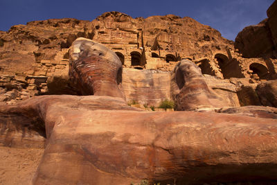 View of rock formations against petra sky