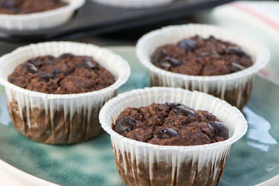 Close-up of cupcakes on table