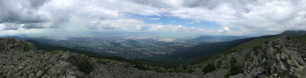 Panoramic view of mountains against sky