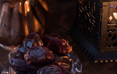 Close-up of chocolate cake on table