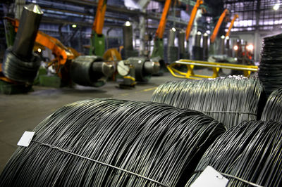 Machinery and steel cable at factory