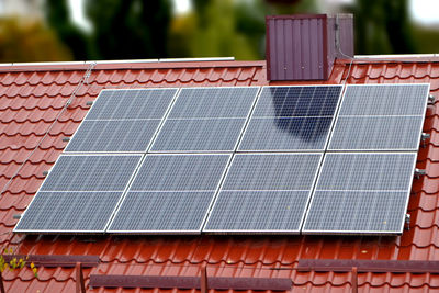 House roof with photovoltaic modules.