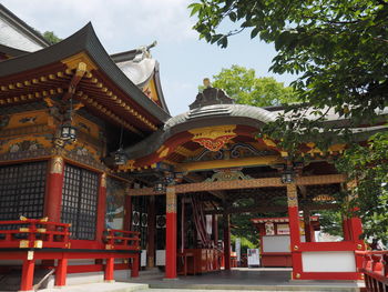 Exterior of temple against building