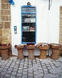 Wicker basket on window