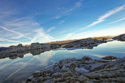 Scenic view of lake against sky