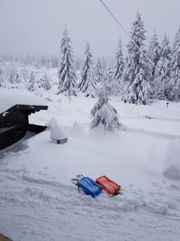 Scenic view of snow covered landscape against sky