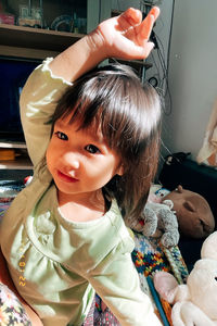 Portrait of cute girl smiling