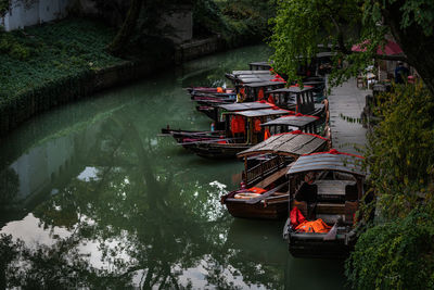 Small boats on a river in china