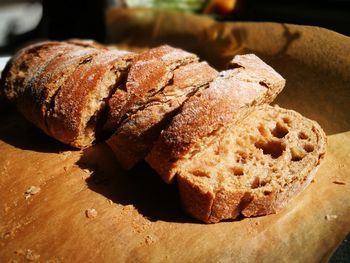 Close-up of bread on table