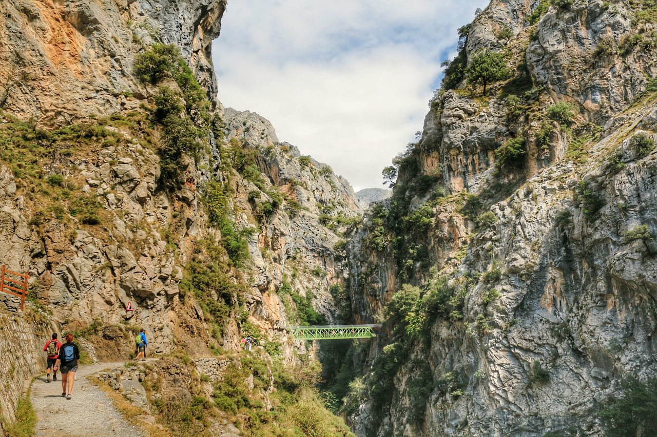 lifestyles, leisure activity, men, mountain, hiking, full length, rock - object, person, rear view, adventure, rock formation, tree, tourist, sky, nature, walking, standing