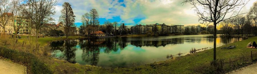 Panoramic view of lake against sky