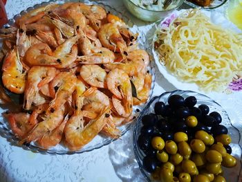 High angle view of fruits in plate