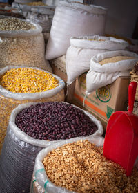 View of spices in market stall
