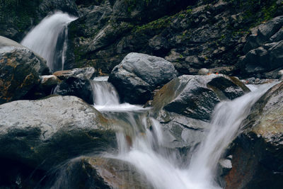 Scenic view of waterfall in forest