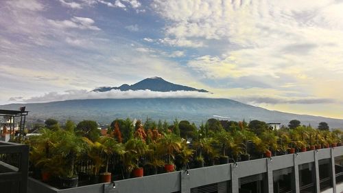 Scenic view of mountains against sky