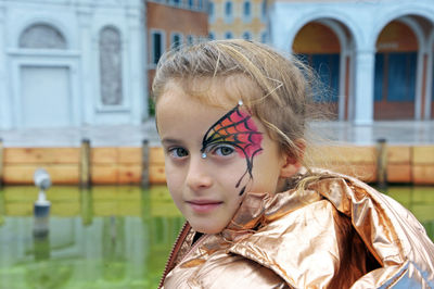 Portrait of girl with face paint